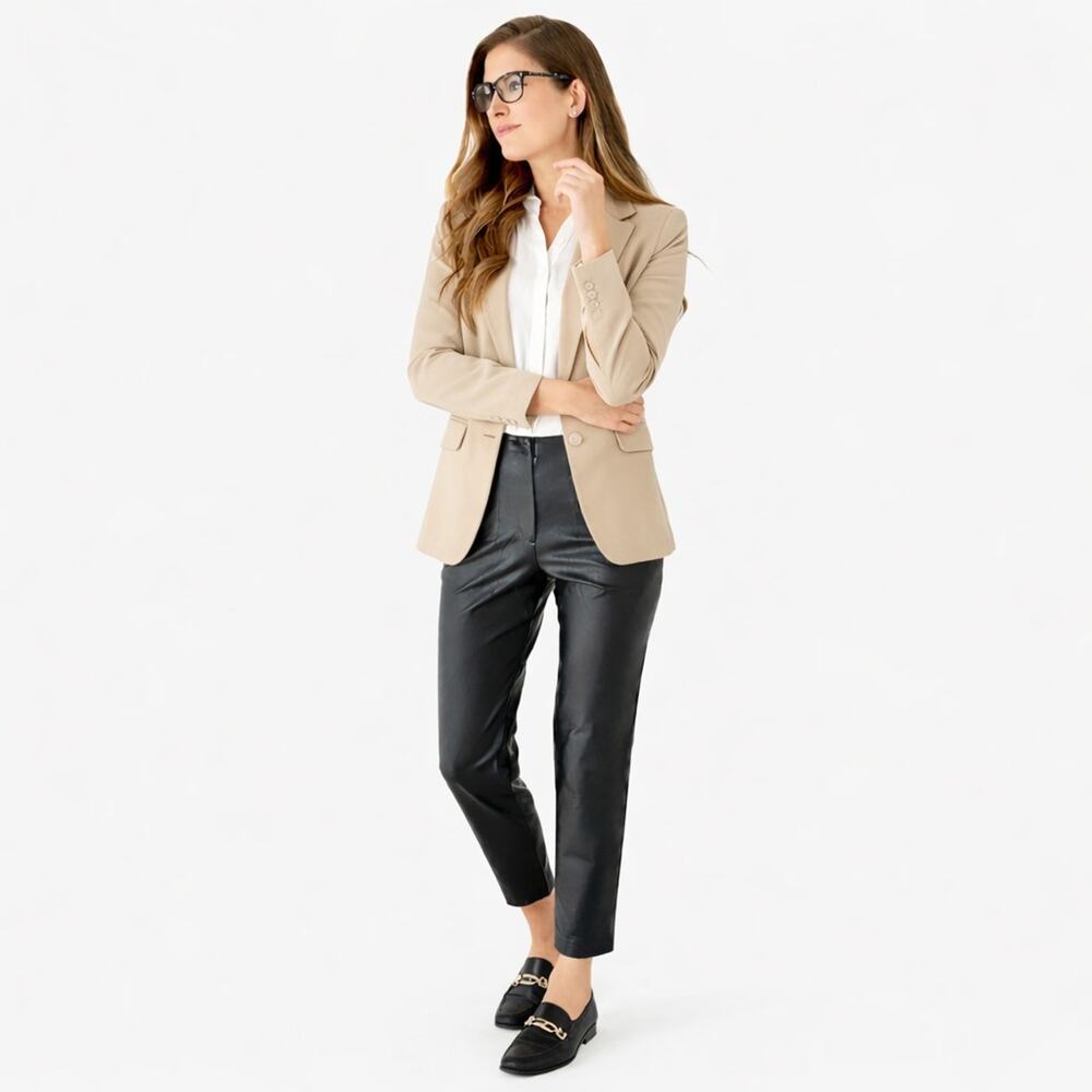 NWT $88 Express High Waisted Black Vegan Leather Ankle Pants Size 12